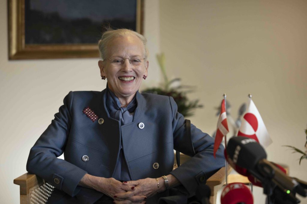 Her Majesty Queen Margrethe II of Denmark wearing the Hartmann’s designed jewelry suite with Greenlandic rubies.