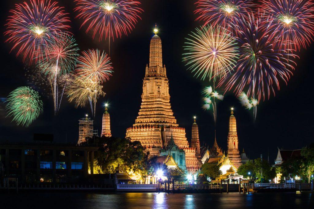 Fireworks in Bangkok at night