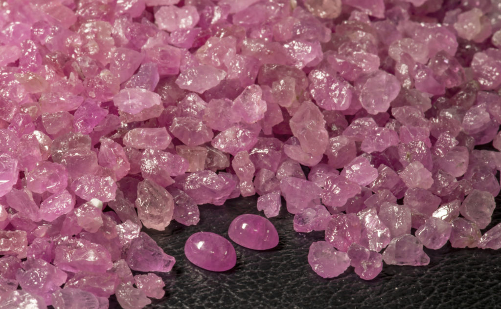 Many pink sapphires