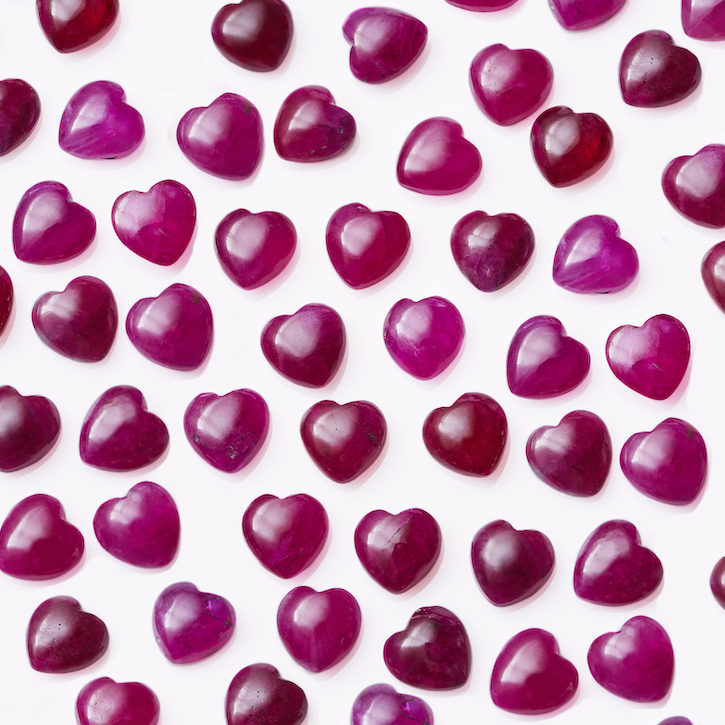 Heart-shaped rubies